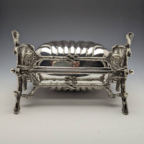 英國古董銀盤貝殼式餅乾保溫器 Walker and Hall